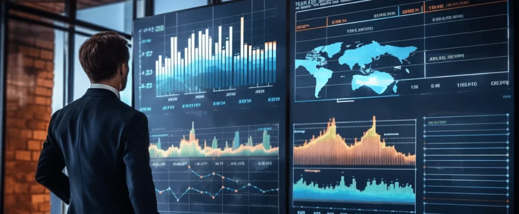 Financial institution team member monitoring blockchain-based settlement activity on multiple digital rails
